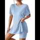 thumbnail image 2 of Conjunto de Dos Piezas de Corta para Mujer, con Camiseta Extragrande y Shorts de Ciclista, Azul XL, 2 of 7