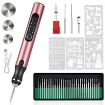Electric Engraving Pen with 37 Bits, USB Rechargeable Cordless Engraving Machine, Portable DIY Rotary Engraver for Jewelry Wood Glass Stone Carving (Rose red)