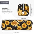 thumbnail image 3 of Pofeuu Black Marble Pattern Sunflower Print Leather Pencil Case, Leather Pencil Pouch Large Capacity, Big Pencil Pouch with Zipper Vintage Pen Bag Fountain Pen Holder, 3 of 7