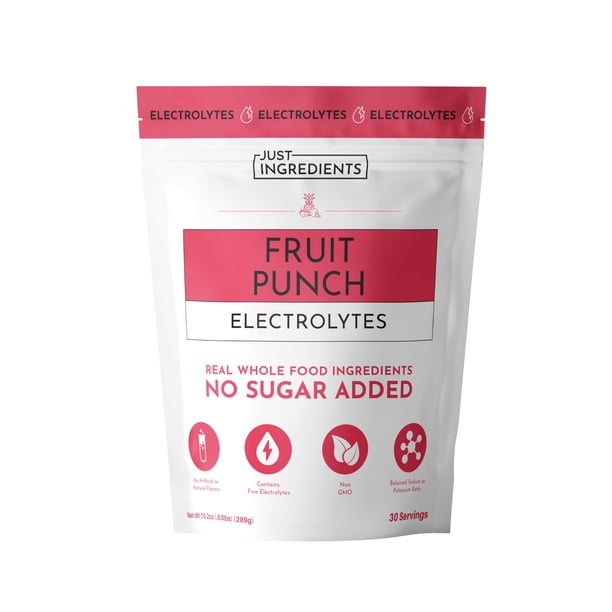 Mezcla hidratante JUST INGREDIENTS sabor ponche de frutas, 30 porciones
