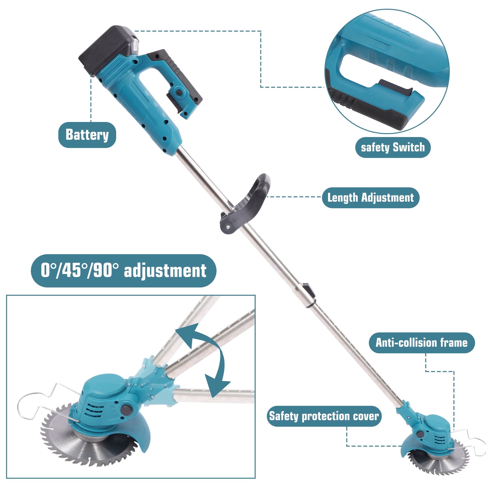 24V Cordless Weed Eater Electric Brush Cutter Lawn Edger Grass String Trimmer
