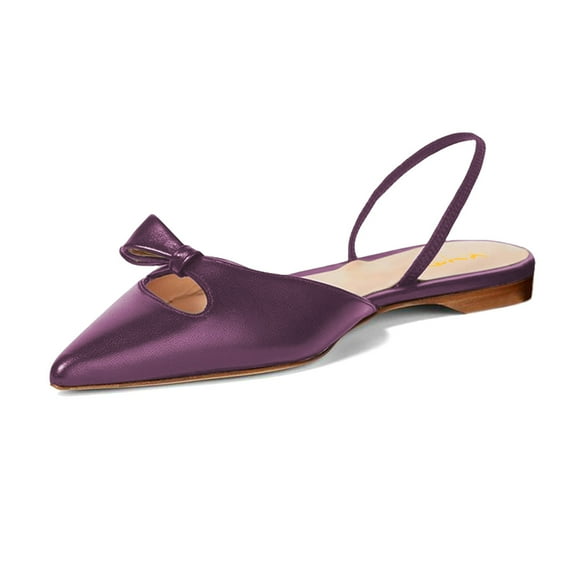XYD Women Graceful Bowknot Stretchy Slingback Strap Pointed Closed Toe Flats Slip On Daily Casual Shoes Size 7 Purple