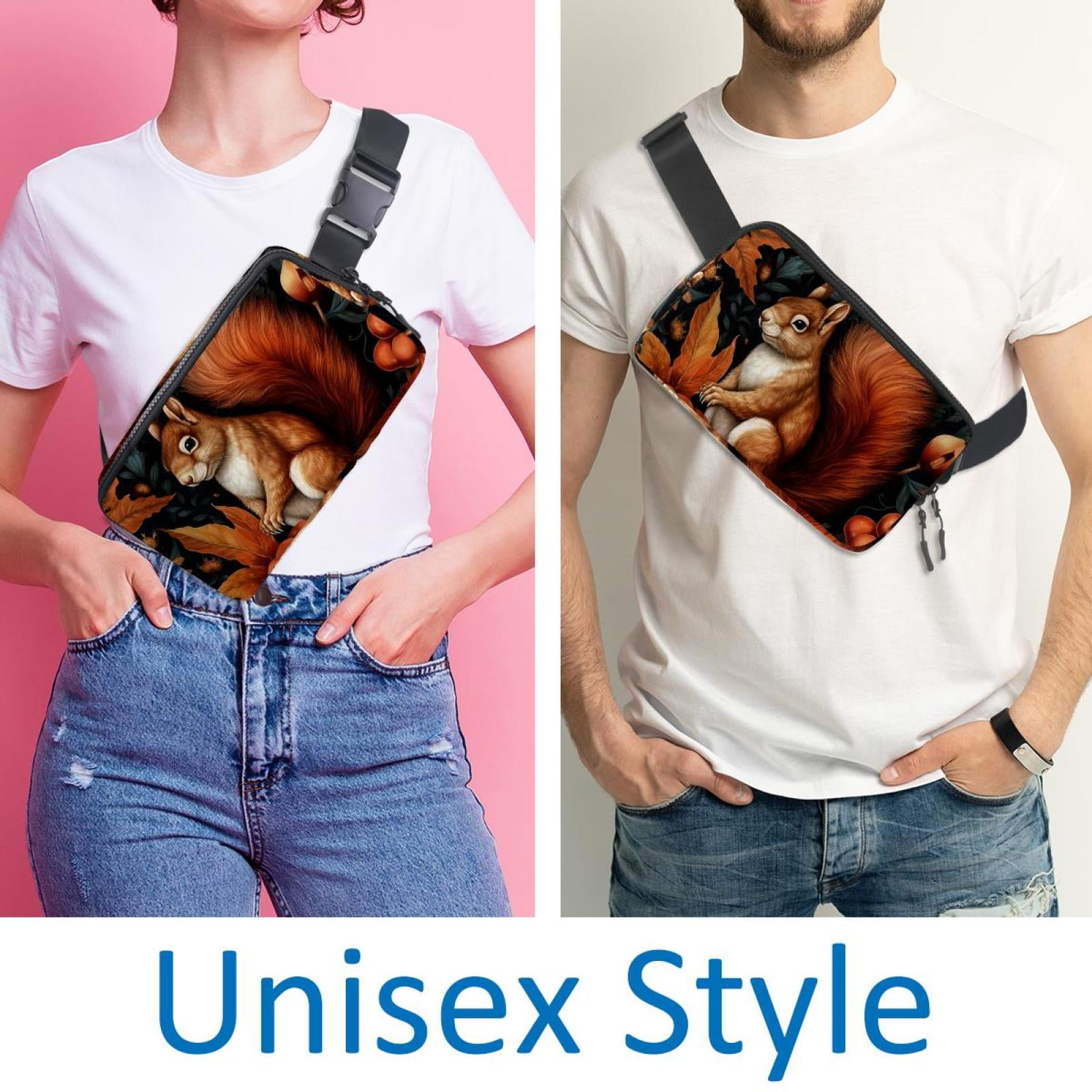 Squirrel Lightweight Adjustable Extension Strap Unisex Fanny Pack Waist Pack Cross Body Bag