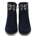 thumbnail image 7 of Ferwind Women's Dark Navy Blue Ankle Booties Rhinestone Glittering Flower Detail Adult Navy  8, 7 of 7