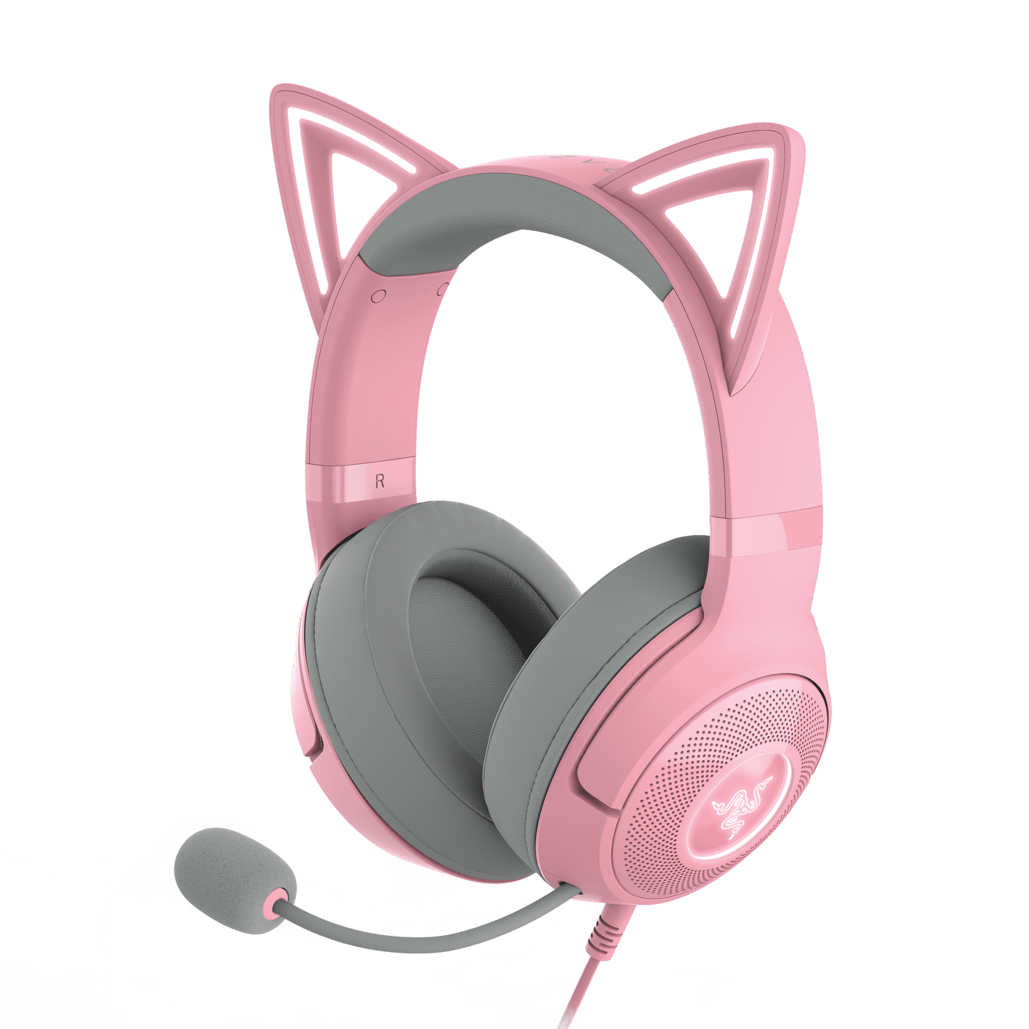 Razer Kraken Kitty V2 USB Wired RGB Headset, Chroma Kitty Ears Stream Reactive Lighting, Quartz Pink