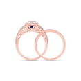 thumbnail image 3 of 14kt Rose Gold Womens Round Diamond Cluster Bridal Wedding Ring Band Set 7/8 Cttw, 3 of 4