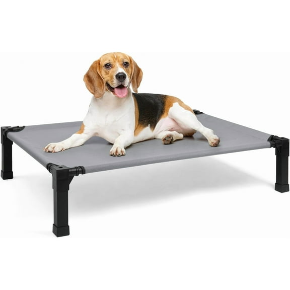 Heeyoo Elevated Dog Bed, Cooling Raised Pet Cot with Chew Proof Washable Breathable Mesh and Metal Frame, Portable Dog Cot Bed with No-Slip Feet for Outdoor or Indoor Use