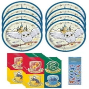 Magical Celebration Party Kit: 8 Enchanted Dessert Plates, 16 Wizarding Napkins, and 1 Dinosaur Sticker Sheet for an Unforgettable Harry Potter Birthday Bash!