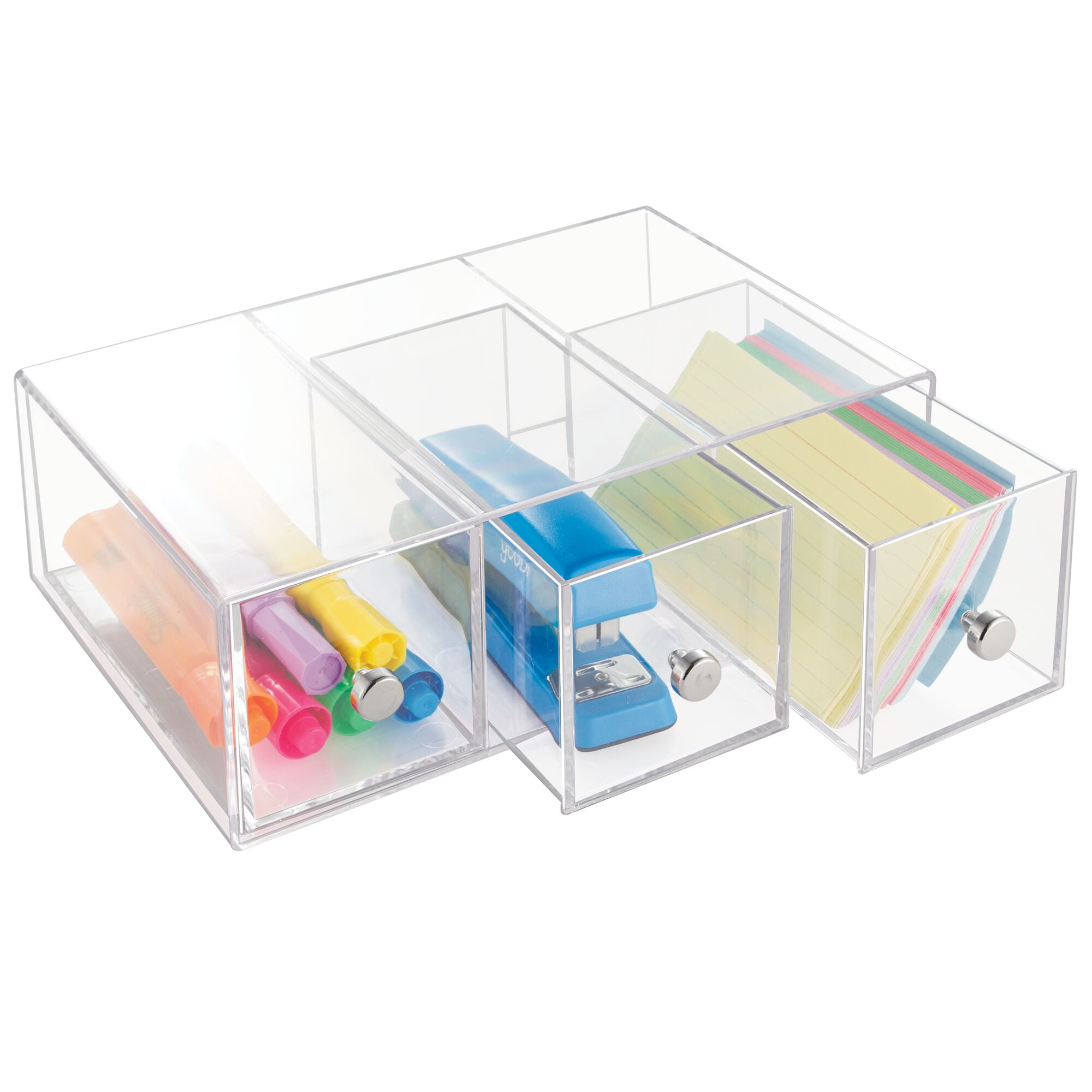 ZHAIXIAONIAN Desk Organizer with Drawers, 3 Drawer Desktop Plastic Storage,  Clear Desktop Storage Drawers for Office Supplies, Make up Organizers