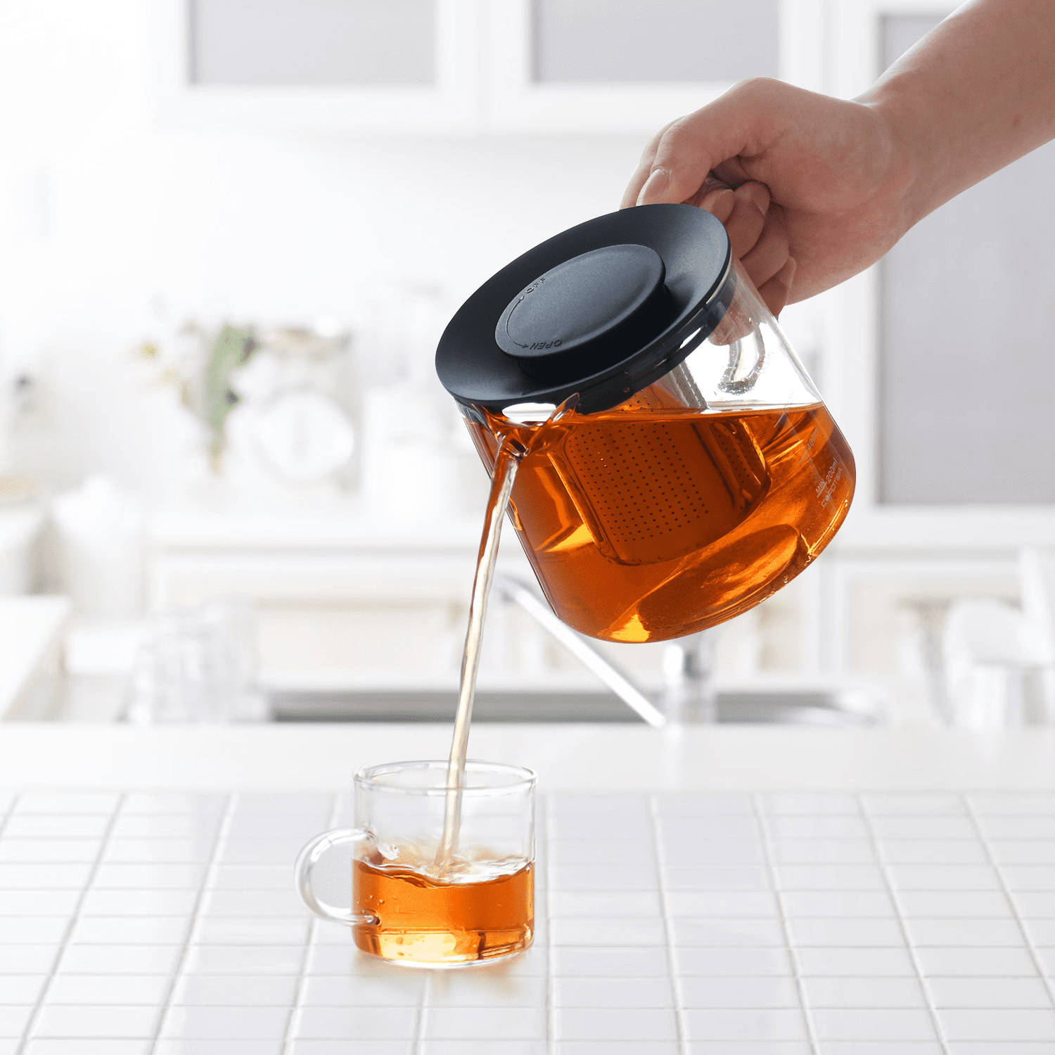 Unbreakable Glass Teapot,1000ml/34oz Borosilicate Glass Teapot with  Removable Infuser, Stovetop Safe Tea Kettle,Blooming and Loose Leaf Tea  Maker