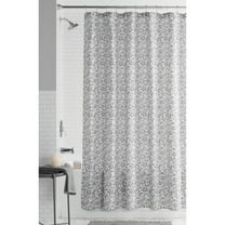 Mainstays Grey/White Botanical Printed Fabric Shower Curtain, 72" x 72"