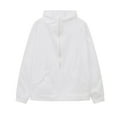 thumbnail image 2 of Women's Sporty Zip Up Hoodie Casual Winter Pullover Comfortable Semi Zip Design Long Sleeve Top White S, 2 of 9