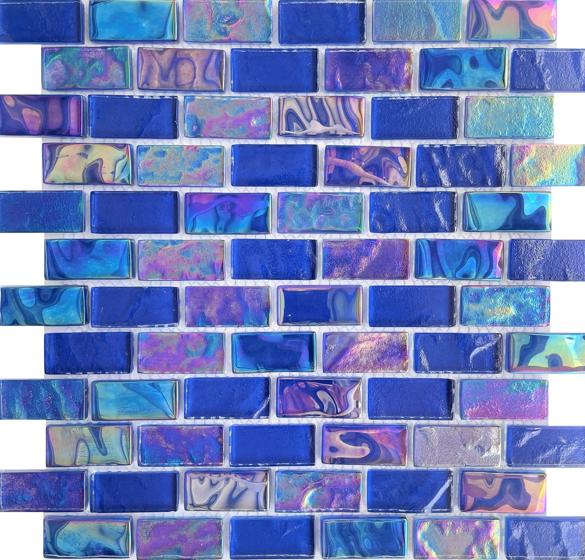 Equinox Cobalt Blue 1x2 Mix Glass Tile Pool Tile and Wall Tile and Deco 12 in x 12 in