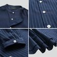 thumbnail image 6 of INCERUN Men's Collarless Striped 3/4 Sleeve Casual Button Shirts Tops, 6 of 7