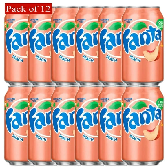 Fanta Peach Flavor, 355ml Cans (Pack of 12 Cans) - USA Import Edition