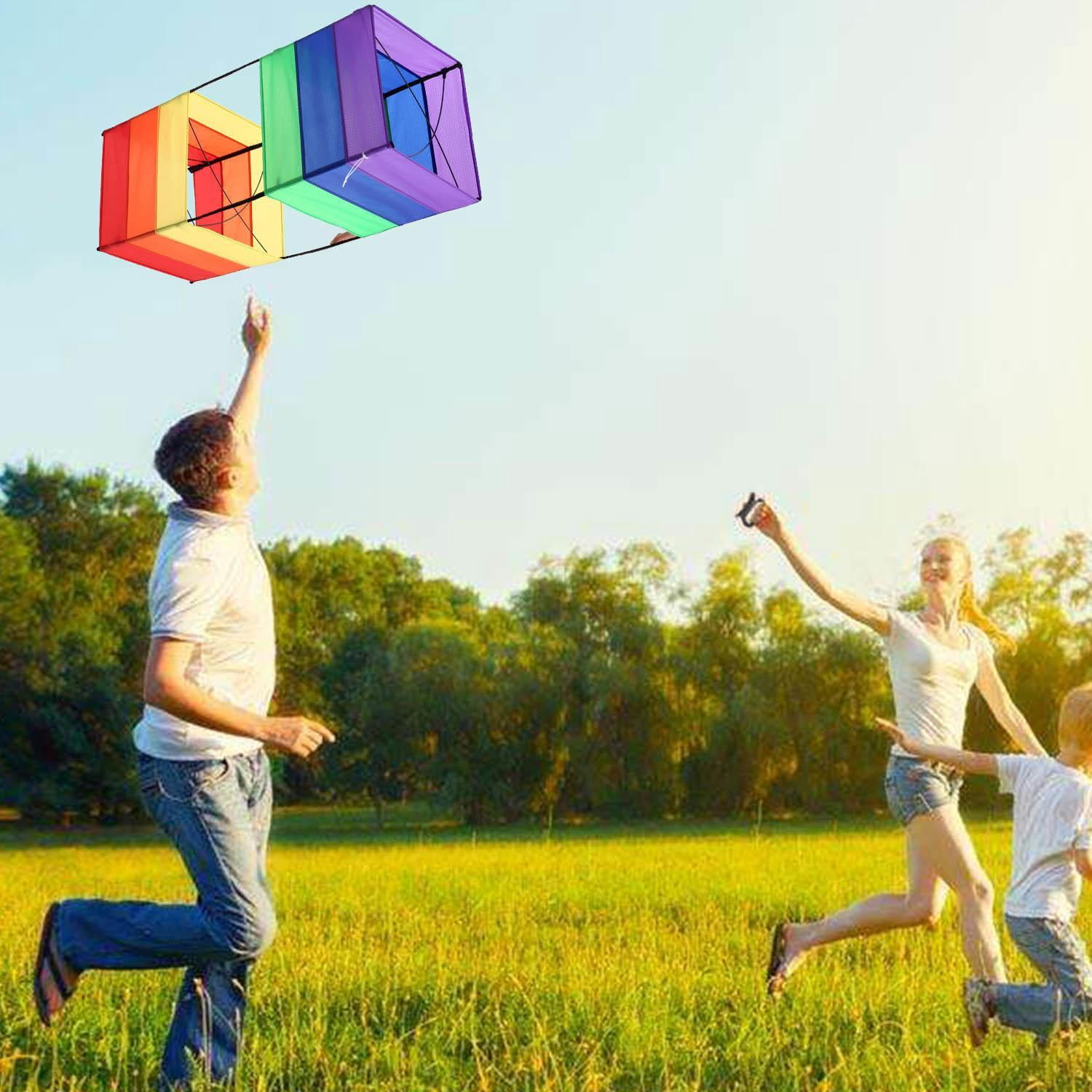 Rainbows Rectangle Box Kite for Kids and Adults Outdoor Games
