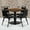 Walnut Top/Black Vinyl Seat, variant on Emma + Oliver 36"SQ Mahogany Laminate Table Set-RD Base & 4 Black Banquet Chairs
