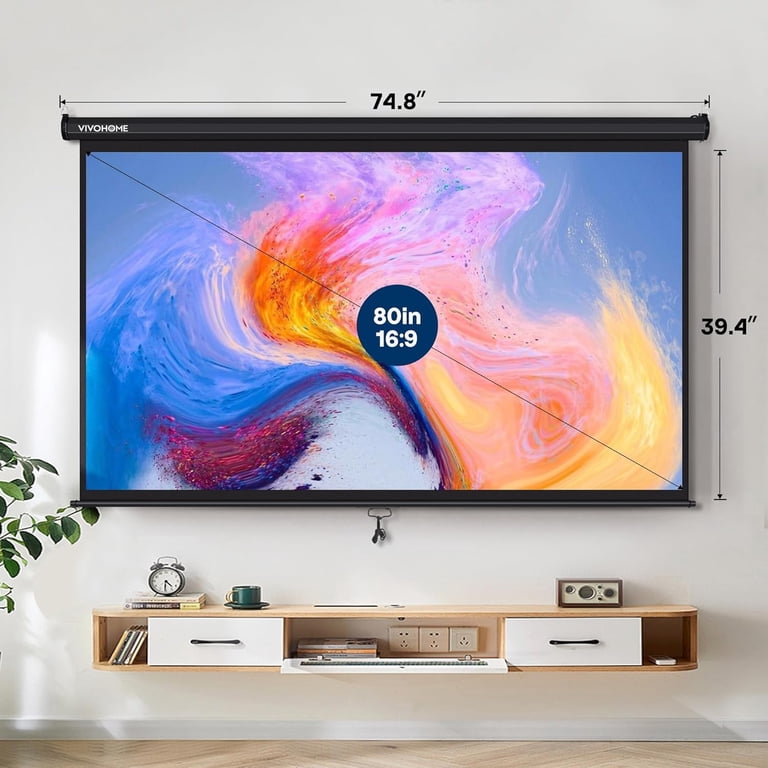 Retractable Projector Screen 40 Inch Tabletop Screen HD 16:9 Pull Up ...