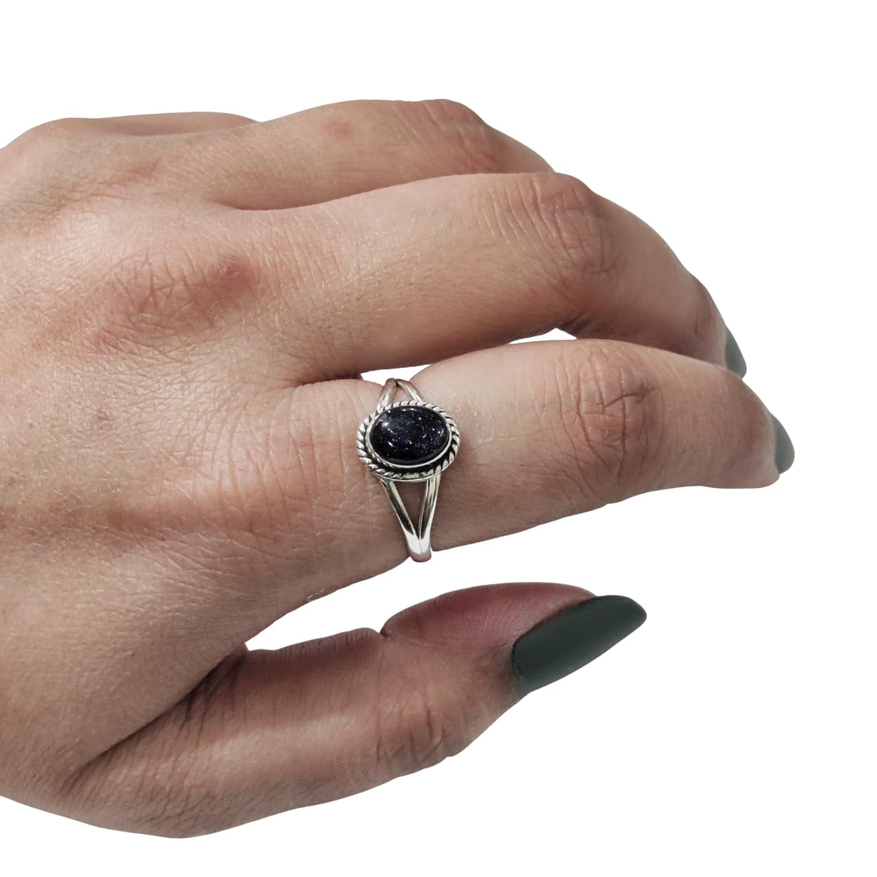 Natural Blue Sunstone Ring, Blue Fire Sunstone Gemstone Ring, Genuine Birthstone, Adjustable Tiny Ring, Toe Ring, 925 Sterling Silver, Womens Boho Ring, Christmas, Handmade Statement Jewelry