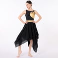 thumbnail image 5 of IDOPIP Women's Lyrical Dance Costume Sleeveless Cutout Metallic Patchwork Lyrical Dress M Black, 5 of 7
