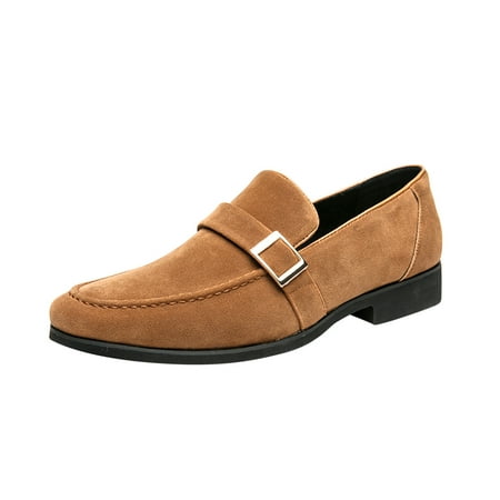 

Yoslce Mens Shoes Professional Retro Casual Suede Belt Buckle Formal Business Sleeve Low Top Shoes Men s Fashion Sneakers Brown 41