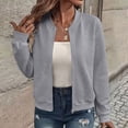 thumbnail image 2 of LUVDA Jackets for Women Waffle Knit Full Zip Long Sleeve Casual Lightweight Coats with Ribbed Trim for Fall Winter Outerwear, 2 of 8