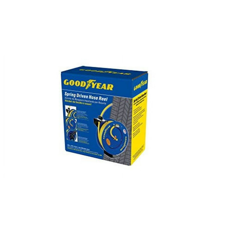 Goodyear L815153G Steel Retractable Air Compressor/Water Hose Reel with 3/8  in. x 50 ft. Rubber Hose, Max. 300PSI - Walmart.com