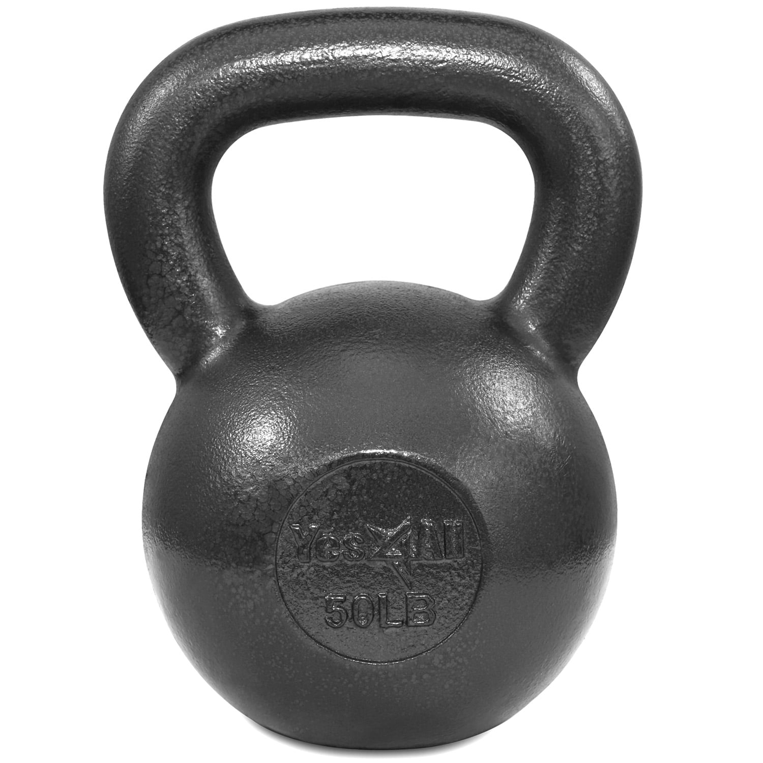 Yes4All Solid Cast Iron Kettlebell 50 lb Kettlebell Weights (Grey