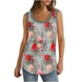 thumbnail image 2 of Frostluinai Womens Floral Tank Tops Sleeveless Ribbed Trim Boho Shirts Scoop Neck Curved Hem Long Tanks Plus Size Casual Loose Tanks, 2 of 7