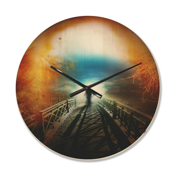 Designart 'Life after Death Large Tunnel Landscape' Modern Wood Wall Clock