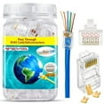 thumbnail image 1 of RJ45 23AWg cat6a cat6 Connecteur Plaqué Or 8P8c Extrémités Pass-Through Prise Réseau UTP pour Paire Torsadée Non Blindée Fil Solide et Câbles Standard Insert Ethernet Transparent Pass-Through (Lot de 100), 1 of 1