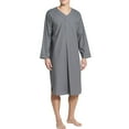 thumbnail image 2 of Mens Casual Button Down Shirts Solid Color Crew Neck Long Sleeve Fashion Loose Robe Tops Daily-Wear, 2 of 7