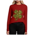 thumbnail image 4 of UngA Womens St Patrick Day Shirts Shamrock Long Sleeve Irish St Patty's Day Outfit Green Lucky Clover Crewneck Tee Tops,Size XXL, 4 of 8