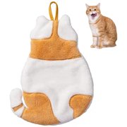 Hand Towel, Kitchen Towel Bathroom Household Towel, Cute Cat Hand Towel, Coral Velvet Soft Absorbent