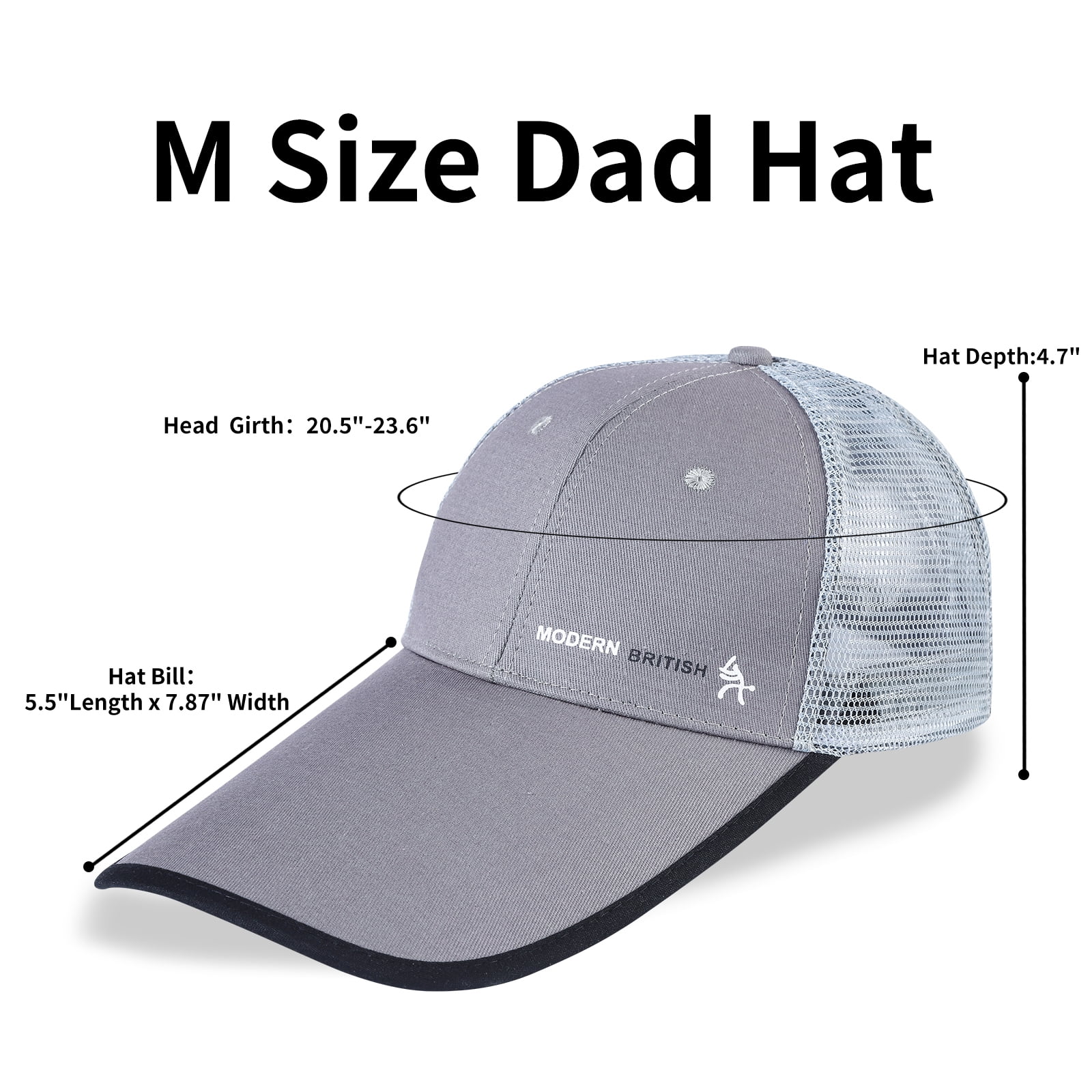 Extra Long Bill Baseball Cap for Men/Women, Long Brim Mesh Back Hat  Adjustable Size