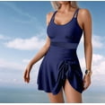 thumbnail image 6 of Swim Dresses for Women Tummy Control Bathing Suit Adjustable Straps Swim Dress Swimsuits Swimwear Skirt Navy Blue XXL, 6 of 10