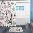 thumbnail image 2 of FREEAMG Beautiful Paris Eiffel Tower Bath Curtain Rugs Sets 2 Pcs, Bathroom Theme Set with Shower Curtain and Non-Slip Carpet -12 Hooks-60X72in, 2 of 7