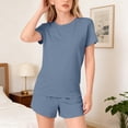 thumbnail image 5 of Ruyang Girls 2 Piece Sets Solid Round Neck Short Sleeve Tops and Wide Leg Shorts Outfits Summer Outdoor Active Wear, 5 of 9