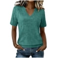 thumbnail image 2 of KIHOUT Women's Casual Notched V-Neck Short Sleeve T-Shirt Relaxed Fit Cotton-Like Everyday Summer Top, 2 of 8