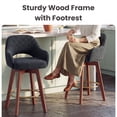 thumbnail image 5 of AFO 26" Upholstered Counter Height Bar Stools Set of 2, Modern Swivel Bar Stool with Armrests & Solid Wood Legs, Mid Century Barstool Island Chairs for Kitchen Island Dining Room, Dark Blue, 5 of 12