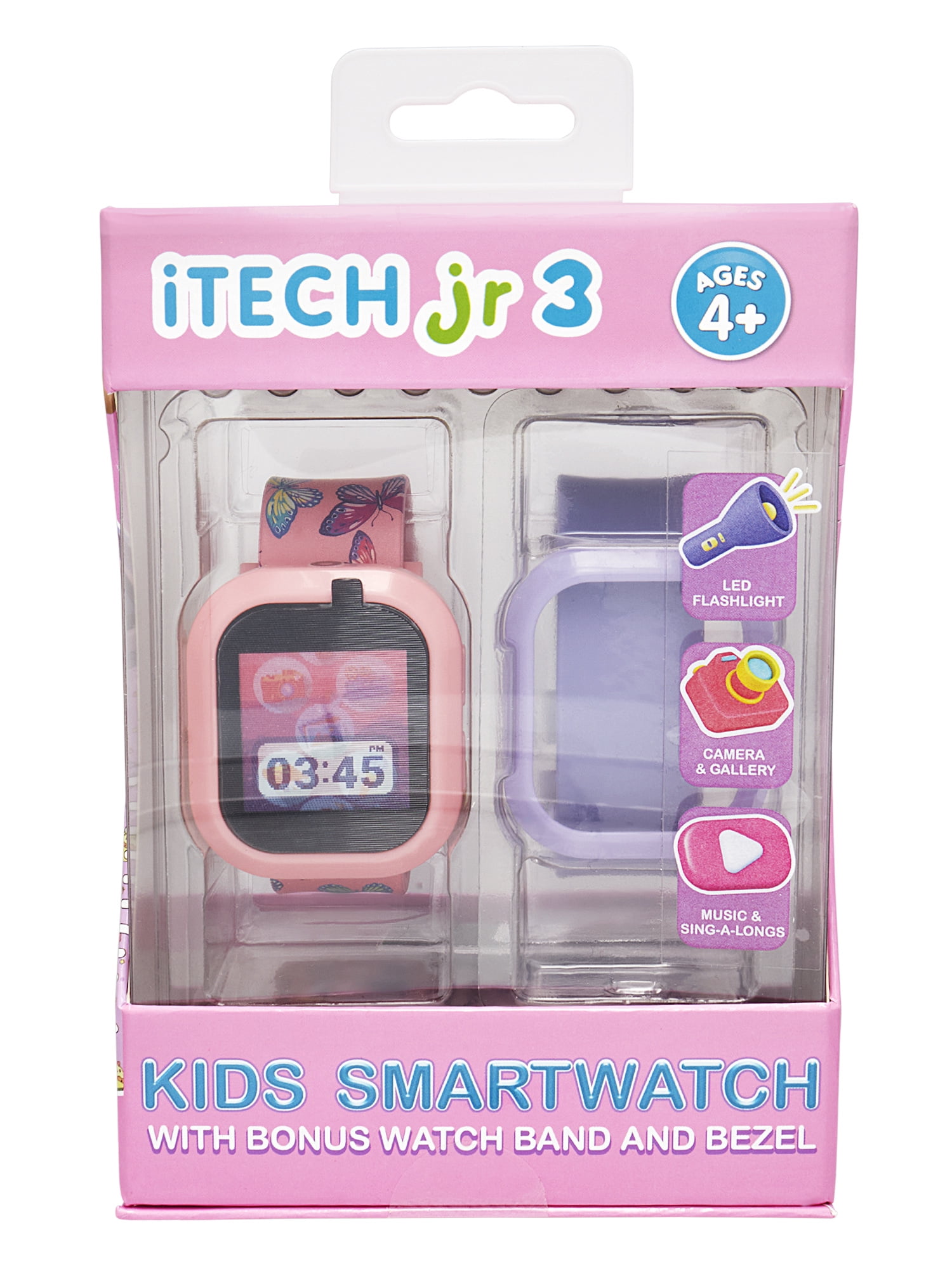 Itech Junior Kids Girls Butterfly Bluetooth Enabled Smartwatch with Interchangeable Straps and Bezels