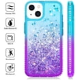 thumbnail image 6 of For Apple iPhone 13 (6.1") Gradient Quicksand Glitter Flowing Liquid Floating Bling Diamond TPU Rubber Hybrid Phone Case Cover by Xpression [Teal / Purple], 6 of 11