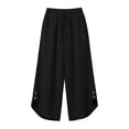 thumbnail image 6 of Dvprdro Loose Fit Capri Pants for Women Cotton Drawstring Elastic Waist Side Pockets Solid Summer Casual, 6 of 8