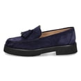 thumbnail image 4 of YDN Women Vintage Rounded Toe Block Low Heels Loafers Tassels Slip On Moccasin Pumps Office Working Casual Shoes Size 10 Dark Blue, 4 of 4