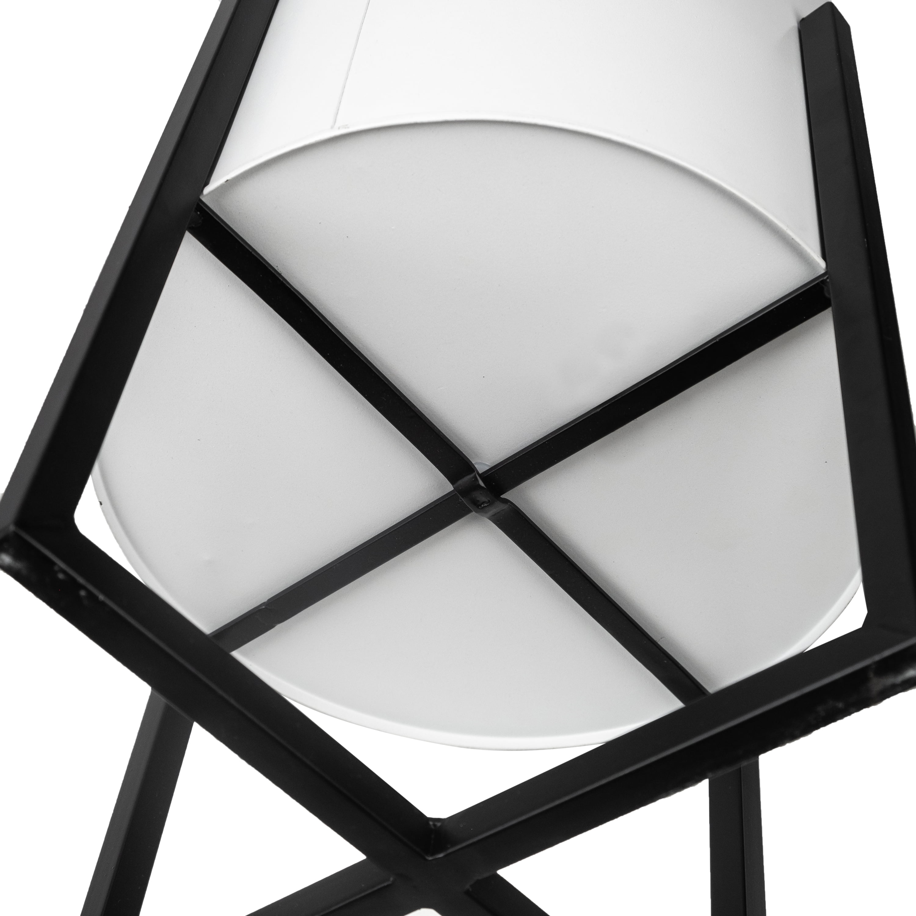 Mainstays 11 inch White Round Metal Planter with Black Metal Stand, 11 in Length x 15 in Height, Indoor