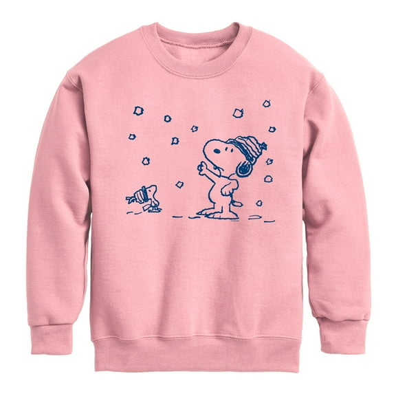 Peanuts - Snow Snoopy And Woodstock - Toddler & Youth Crewneck Fleece Sweatshirt