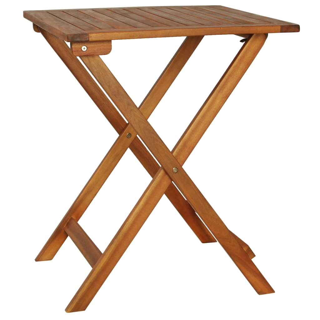 Kepooman 23.6" Outdoor Patio Folding Wooden Square Bistro Table Set, Set of 3, Brown & White