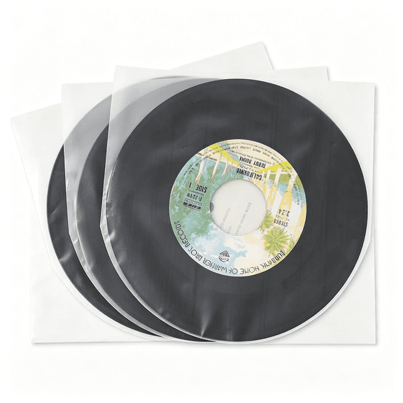 CCOCC 7"Es Vinyl Record Inner Sleeves,50Pcs Anti-Static Plastic Round Bottom Ep Protective Sleeves for 45 Rpm Vinyl Record,Translucent 45 Record Sleeves