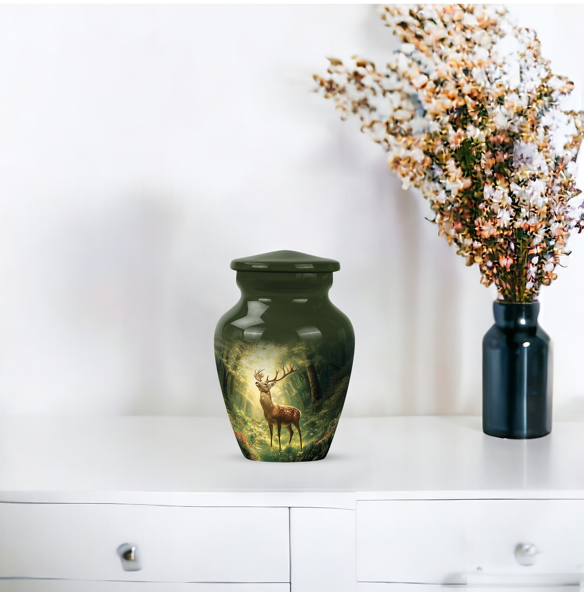 MUKTIVE Deer Burial Urns for Human Ashes Adult Man & Women - Small Keepsake Urns for Human for Husband & Wife - Cremation Urn for Adult Male - Remembrance for Mom & Dad - 3 Inch