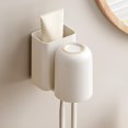 thumbnail image 1 of Feltree Toothbrush Storage Rack Wall Hanging No Perforation Mouthwash Cup Brushing Cup Student Dormitory Toothbrush Cup Storage Rack, 1 of 8